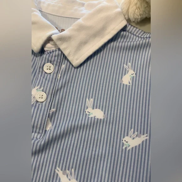 Little Sleepies Easter Bunny Polo Size 5 Matching Sibling - Picture 3 of 4
